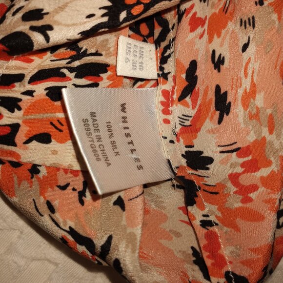 WHISTLES 100% SILK CAPPED SLEEVE MULTI PRINT WITH POCKETS WOMEN SIZE 6 - Picture 3 of 9